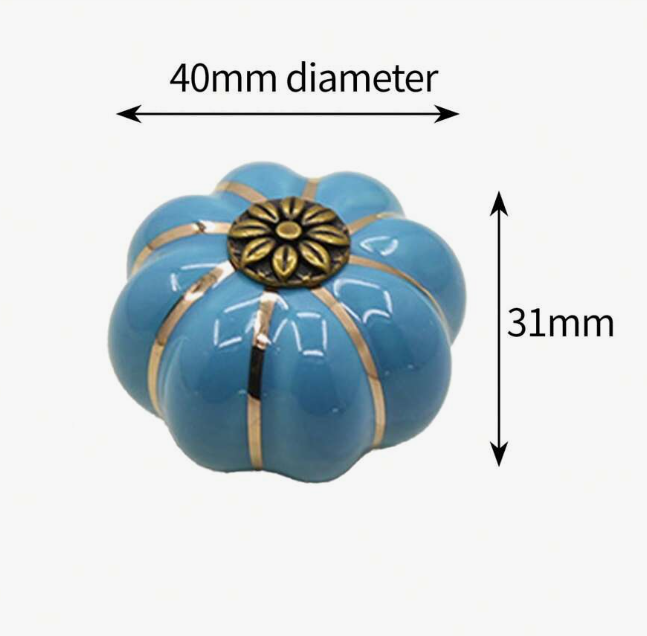 6pcs Pumpkin Shaped Ceramic Pull Handle, Stainless Steel & Wood Cabinet/Drawer Knobs, Rustic Style