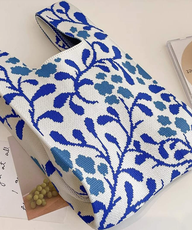 Knitted Geometric Pattern Handbag