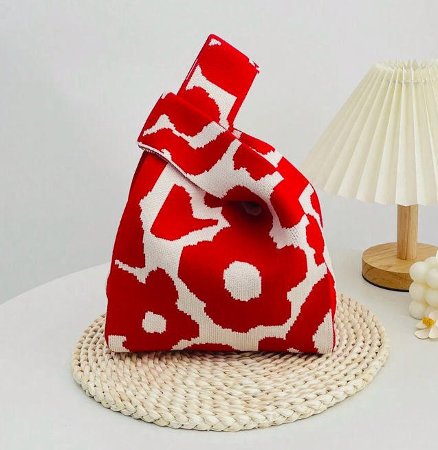 Knitted Geometric Pattern Handbag
